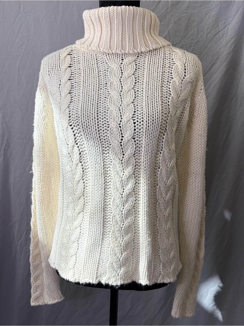 INC International Concepts Cream Cable Knit Turtleneck Sweater